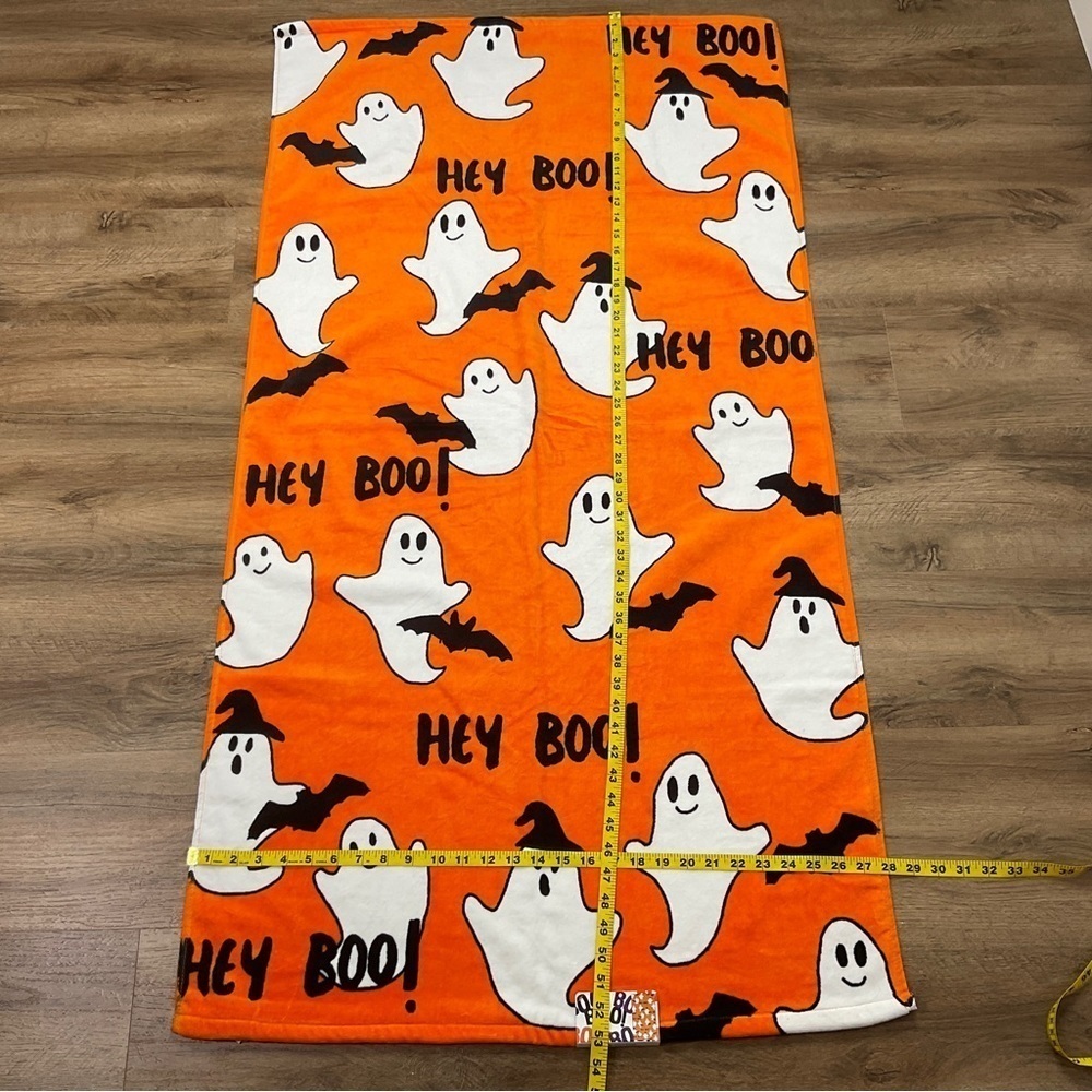 Halloween Towel Ghost Bathroom Boo OEKO-TEX Orange Black White Soft 28” W x 53”L - Picture 3 of 8
